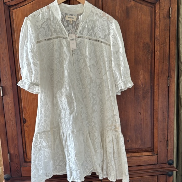 NWT ANTHROPOLOGIE PORRIDGE WHITE SHORT SLEEVE EYELET DRESS. SIZE M - Picture 8 of 16